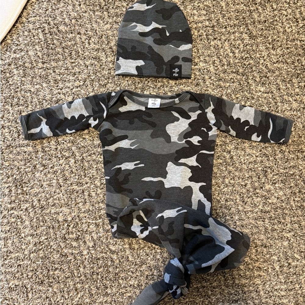Millie and Roo knotted gown and hat 0-3 months